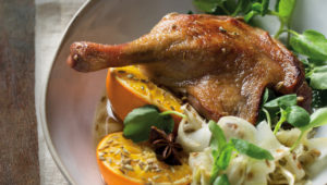Duck leg with orange, fennel and watercress
