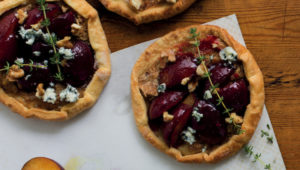 Plum galette with blue cheese, walnuts and thyme