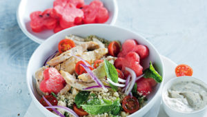 Chicken, couscous and watermelon salad