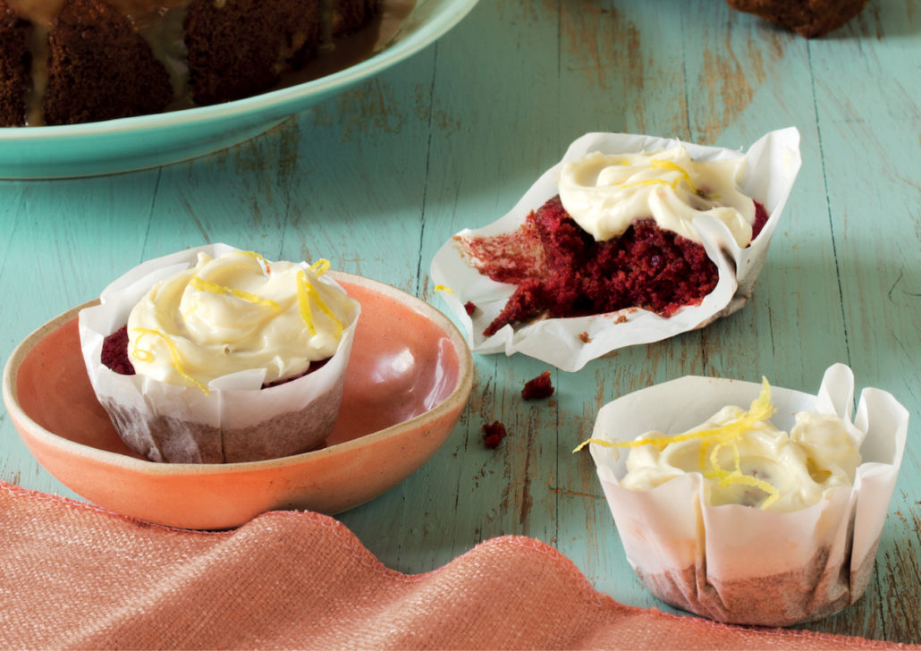 Beetroot red velvet cupcakes