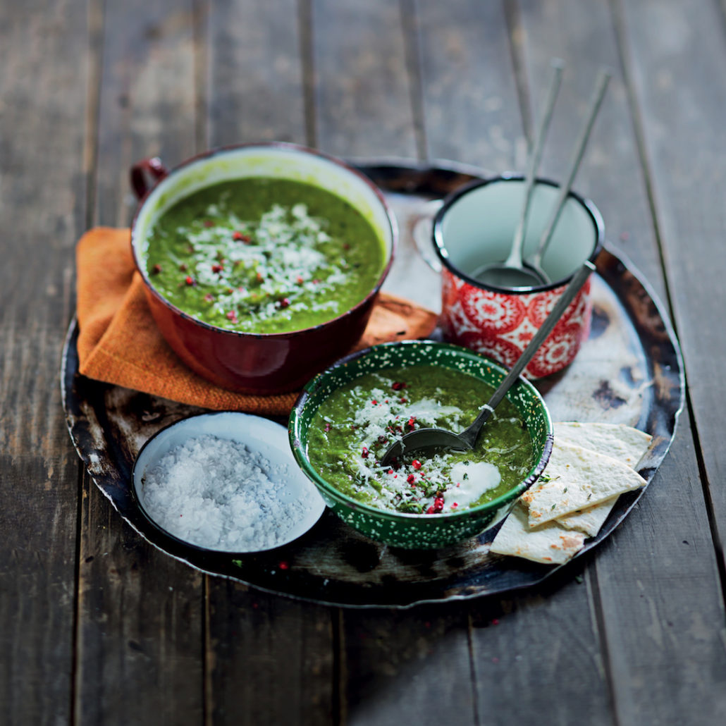 Chilled curried pea soup