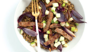Steak and lentil salad