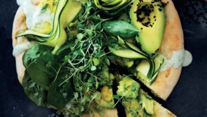 The ultimate healthy green pizza with green tea dressing