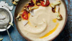 Cauliflower and coconut soup with chilli oil