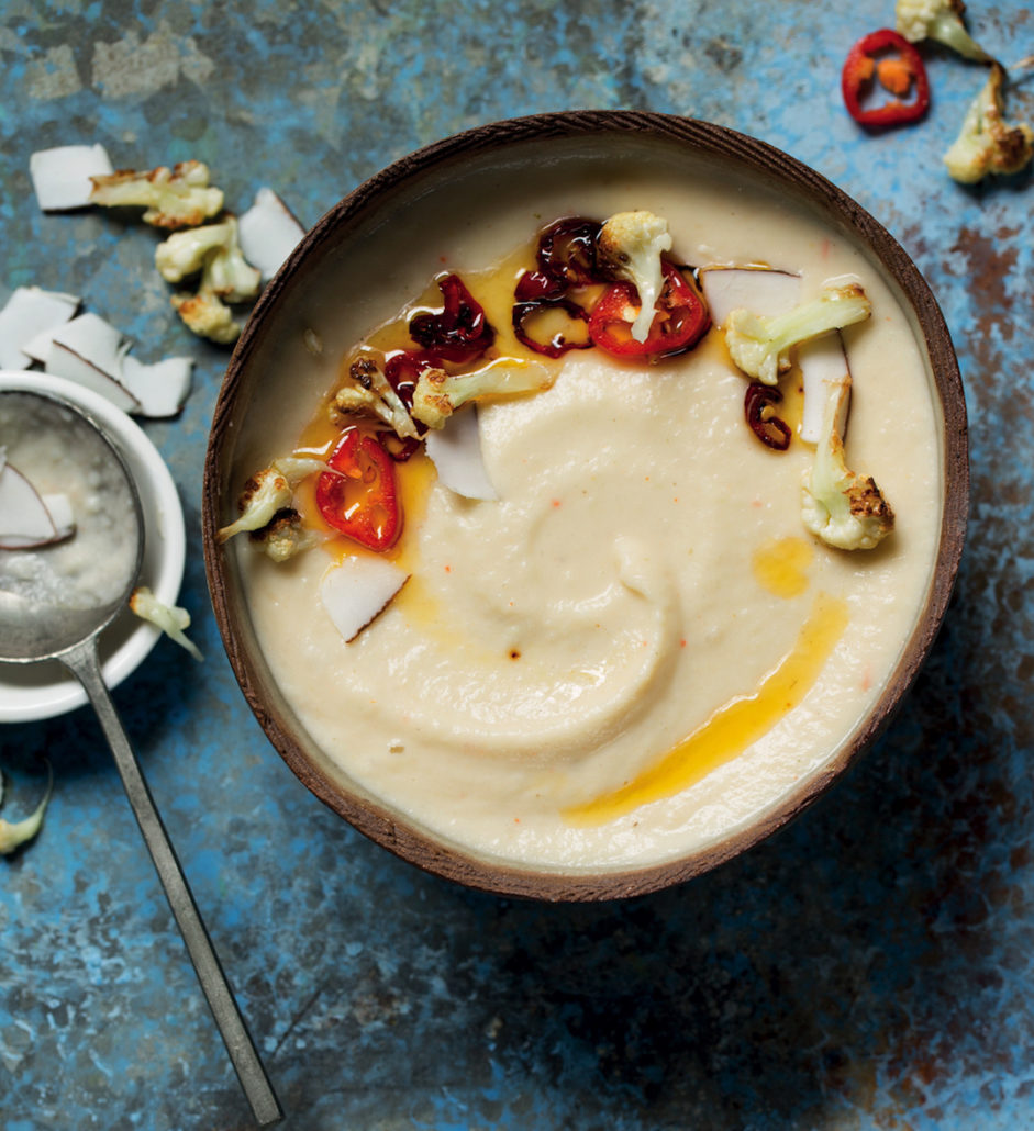 Cauliflower and coconut soup with chilli oil