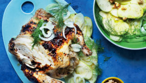 Charred chicken with apple slaw