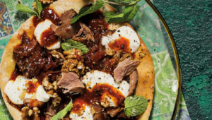 Slow-cooked lamb pizzas