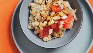 Coconut and grapefruit oatmeal breakfast bowl