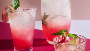 Rhubarb mojito cocktail