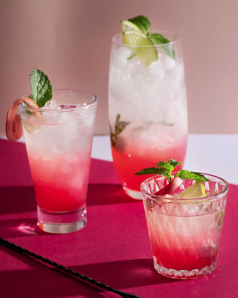 Rhubarb mojito cocktail