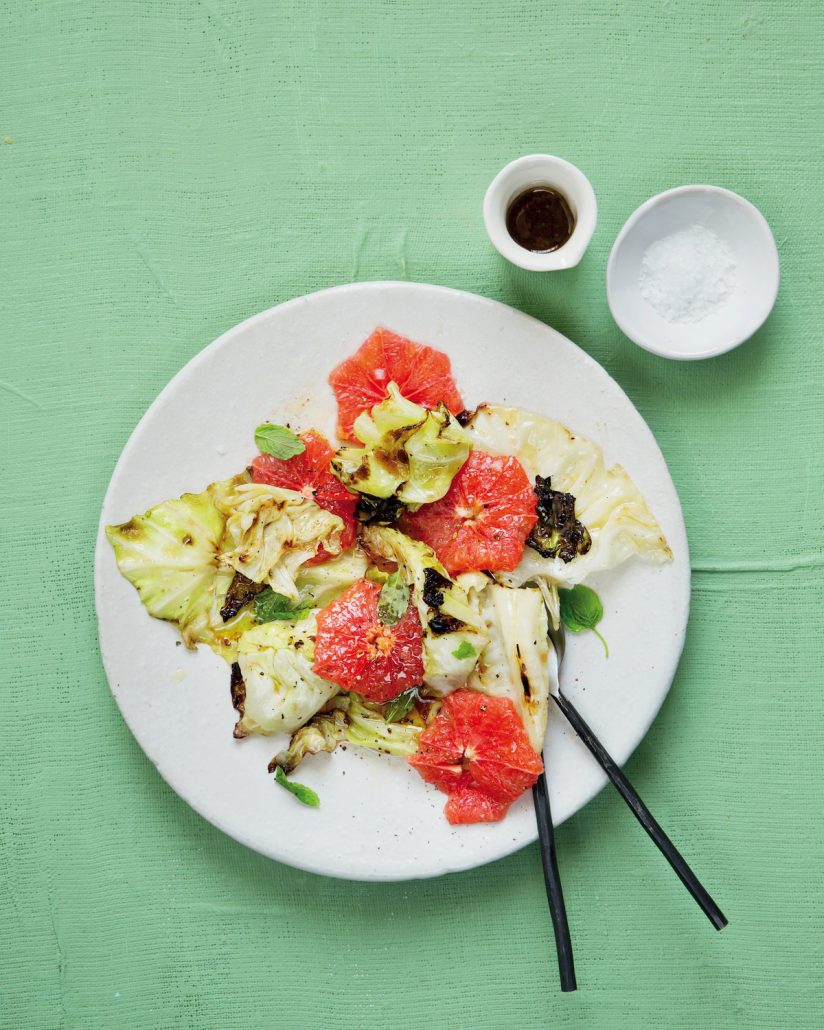 Grapefruit and charred cabbage salad