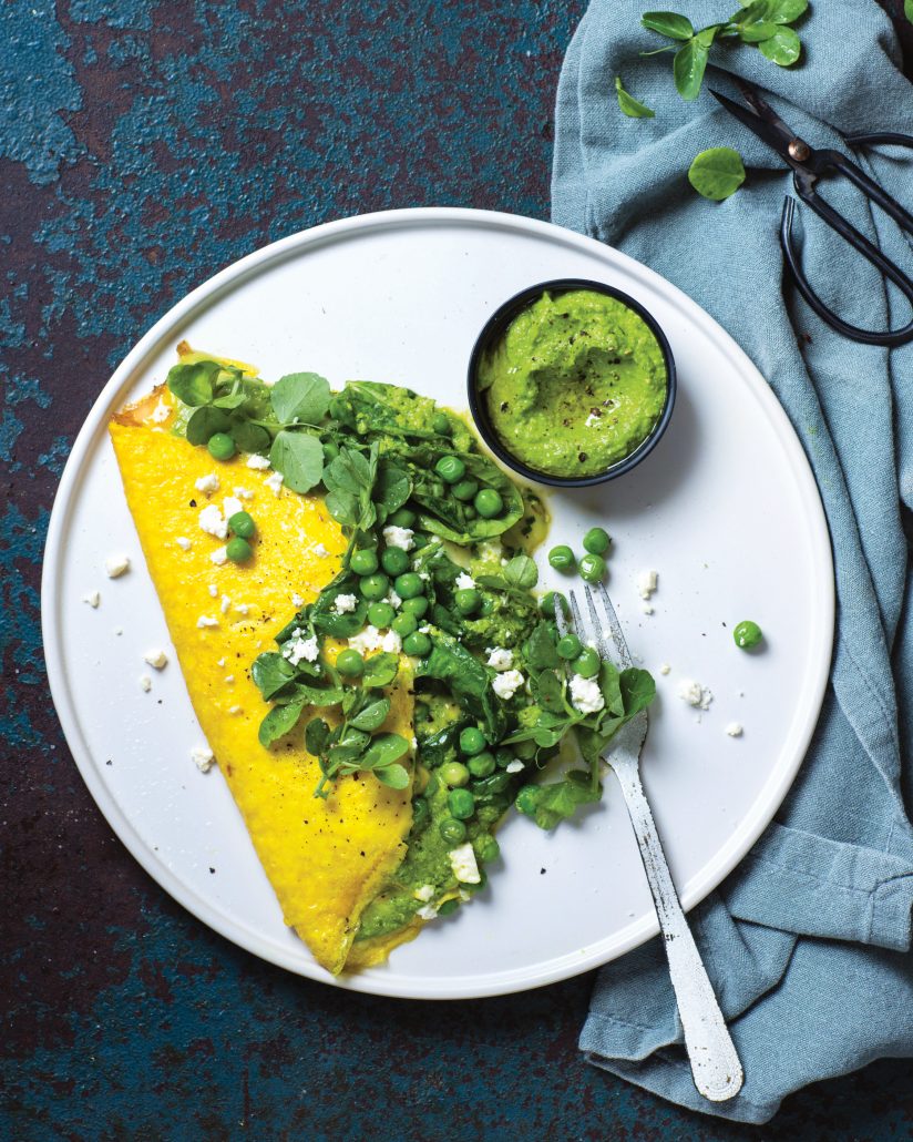 Pea and spinach omelette