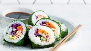 Tuna and veggie sushi