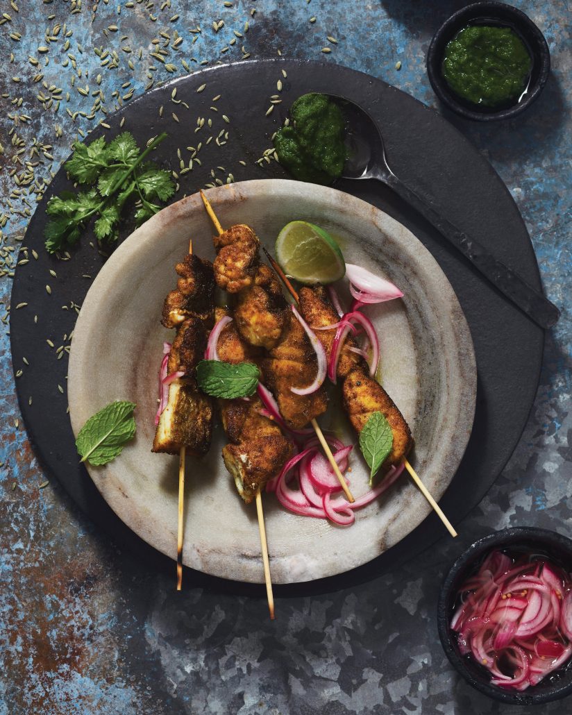 Spiced fish kebabs