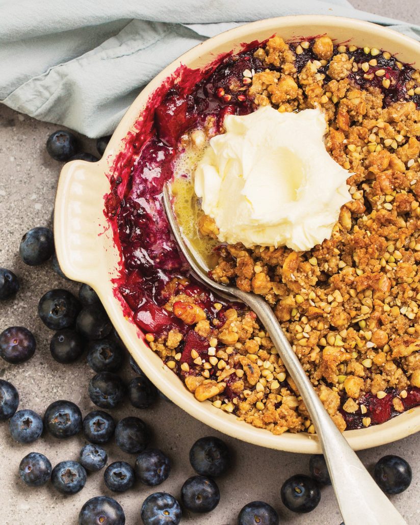 Buckwheat and blueberry crumble