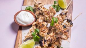 lime-marinated chicken skewers